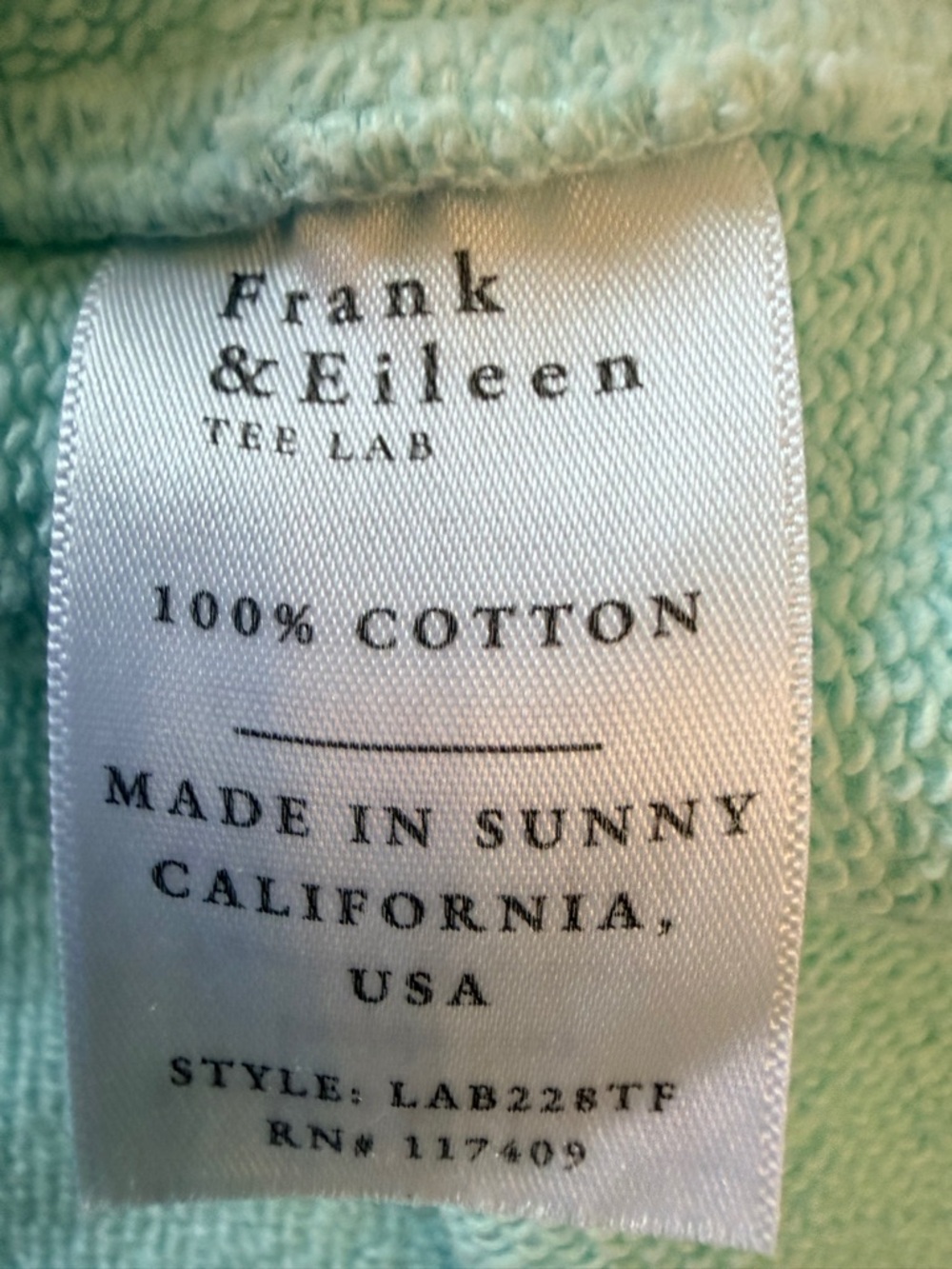 NWT Frank and Eileen, Audrey OS sea foam green funnel neck triple fleece. New. - Picture 5 of 5